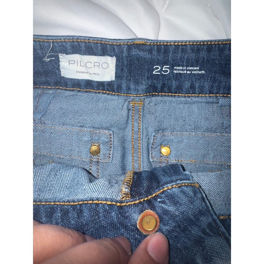 Pilcro Anthropologie Sz 25 Wanderer Jean Blue Denim Relaxed - Picture 9 of 10